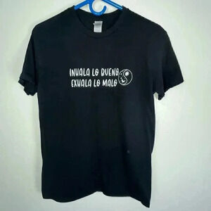 Gildan Unisex Black Cotton Inhala Lo Bueno Exhala‎ Lo Malo  Graphic Tee Medium